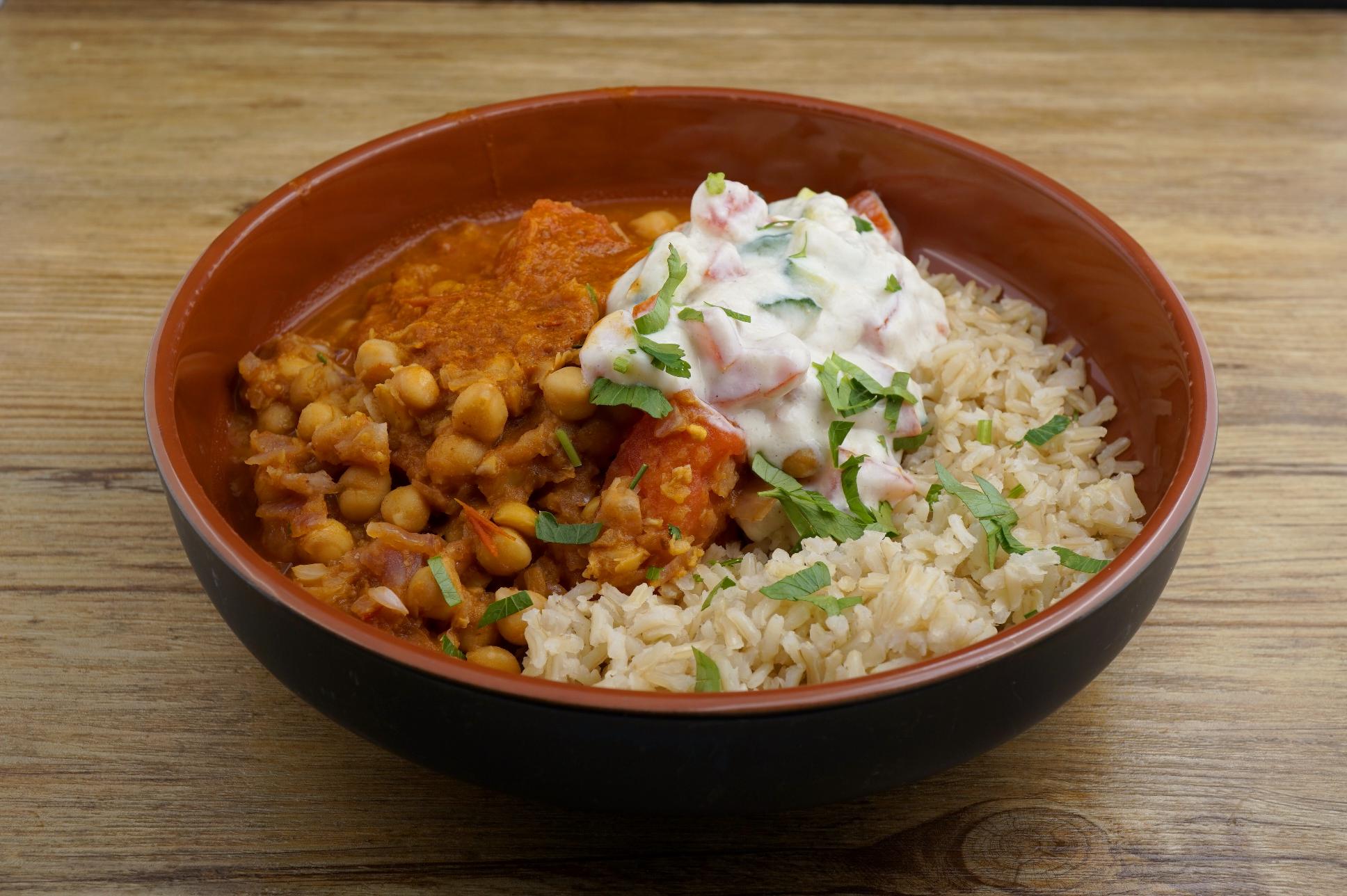Veganes indisches Chana Dhal mit Raita und Vollkornreis - Bild 2