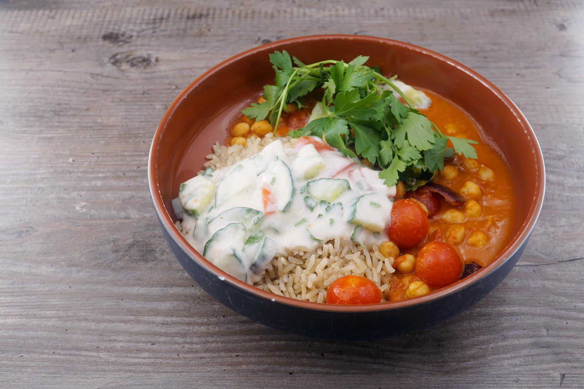 Veganes indisches Chana Dhal mit Raita und Vollkornreis - Bild 3